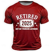 cheap Men's Funny T shirts-Men's Retired 2025 T-Shirt Not My Problem Anymore Short Sleeve Navy Blue Work Humor Tee