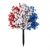 cheap Independence Day Decoration-Patriotic Artificial Flower Stakes, 4th of July Red White Blue Gypsophila with Flags and Ground Picks, Memorial Day Grave and Yard Decorations for Veterans Day, Independence Day Decor