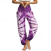 cheap Bottoms-Retro Vintage Boho 1970s Harem pants Yoga Pants Hippie Tie Dye Smocked Waist Rainbow Fancy Dress Women's Halloween Carnival Pride Parade Pride Month Festival Adults' Pants