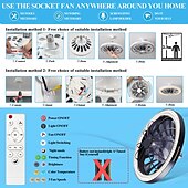 cheap Light Bulbs-1 Pc E26/27 Socket Ceiling Fan Light Remote Control Three Color Adjustable Wind Speed Timing Adjustable Dining Room Bedroom Living Room Ceiling Fan Light 100-240v