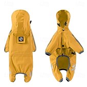 baratos capa de chuva-Capa de chuva para cachorro, capa de chuva impermeável com capuz, capa de chuva refletiva alta para animais de estimação com furo para guia para cães pequenos, médios e grandes
