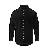 economico camicia da uomo con bottoni-Per uomo Camicia Camicia Estiva Camicia casual Camicia da Spiaggia Camicia con Bottoni Nero Bianco Rosa Arancione Verde militare Manica Lunga Semplice Colletto alla coreana Vacanza Camicia hawaiana