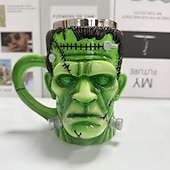 levne Halloween Kithen-Hrnek Frankenstein, halloweenský monstrum, kávový šálek, 3D hororová pryskyřičná novinka na pití s vložkou z nerezové oceli, strašidelný dárek pro muže a ženy, gotická dekorace do baru