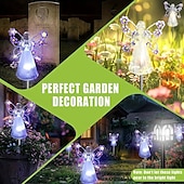 cheap Pathway Lights &amp; Lanterns-1/2 Pcs Solar Angel Lights Garden Pile Light LED Angel Solar Landscape Lawn Light for Cemetery Grave Memorial Gift Christmas Lawn Yard Walkway Landscape Decoration