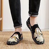 levne Pánské nazouváky a mokasíny-Pánské bílé espadrilky nazouvací boty s uměleckou výšivkou - stylová obuv s jedinečným tygřím designem