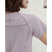 baratos Camisa Feminina-Mulheres Cor Sólida Camisa Esportiva Camisa de tênis Top de tênis Manga Curta Com Transparência Detalhes Refletores Pavio Humido Tênis Golfe Cooper Arredondar Preto Branco Verde Claro Roupas de tênis