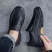 economico Slip-ons e mocassini da uomo-scarpe slip-on da uomo in pelle marrone scuro con suola robusta - calzature resistenti e alla moda per uso esterno