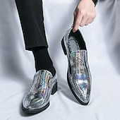 abordables Semi-formel-Chaussures à enfiler pour hommes à imprimé serpent métallisé turquoise - tendance, modernes, parfaites pour les sorties décontractées et les événements avant-gardistes