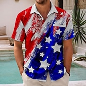  Día de la Independencia Hombre Bandera estadounidense de los Estados Unidos 4 de julio, 250 aniversario de Estados Unidos Patriótico Camisa Camisa de verano Abotonar la camisa Manga Corta Moda