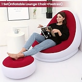 お買い得  屋外活動-フットペダル付きポータブルインフレータブルソファ - キャンプ用の快適な折りたたみ式アウトドアソファ（修復キット付き）