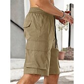 cheap Outdoor-Men&#039;s Cargo Shorts Outdoor Shorts Bermuda shorts Running Shorts Casual Shorts Elastic Waist Multi Pocket Straight Leg Plain Breathable Knee Length Outdoor Casual Daily Fashion Streetwear Khaki