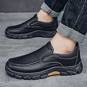 economico Slip-ons e mocassini da uomo-scarpe slip-on da uomo in pelle marrone scuro con suola robusta - calzature resistenti e alla moda per uso esterno