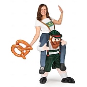 abordables Costume Amusant-Ride-On Oktoberfest Costume Funny German Beer Man Piggyback Outfit for Adult Halloween Party Bavarian Festival Fancy Dress