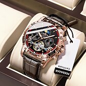 olcso Mechanikus órák-1410 Férfi Automata Mechanikai Óra – Multifunkcionális Tourbillon Eredeti Bőr Pánttal Luminiscens Diala 30M Vízhatlan Zafír Üveg Klasszikus Üzleti