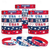 abordables Décoration du Jour de l&amp;#39;Indépendance-Bracelets de la fête de l&#039;indépendance, fête nationale, bracelets en silicone pour la fête de l&#039;indépendance des États-Unis