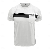cheap Men&#039;s Casual T-shirts-Men&#039;s T Shirt Short Sleeve Crew Neck Summer Spring Solid Color Stripe Elegant Neutral Daily Pocket Stripe School Training Outdoor White Red Navy Blue Top Tee for Men