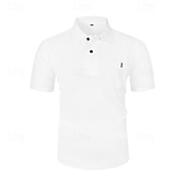 preiswerte Klassisches Poloshirt für Herren-Herren Golfshirt Golf Poloshirts Arbeit Lässig Revers Kurzarm Basic Modern Einfach Knöpfe Jacquard Sommer Normale Passform Schwarz Weiß Marineblau Blau Meerblau Dunkelgray Golfshirt