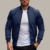 preiswerte Herrenjacken &amp; Herrenmäntel-Herren Bomberjacke übergangsjacke Alltagskleidung Leicht Reißverschluss Sommer Frühling Einfach Streetwear Kragen Regulär Schwarz Rot Dunkelblau Grau Jacken