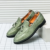 halpa Puolimuodollinen-Miesten vaaleanharmaat nahkaiset slip-on-kengät tupsukoristeilla – mukavat ja tyylikkäät jalkineet puolivirallisiin tilaisuuksiin, rentoon työpäivään ja häihin