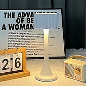 abordables 123496-Lampe de bureau LED rechargeable, petite veilleuse tactile créative, éclairage d&#039;ambiance, protection des yeux, lampe de table rétro, luminaire USB, 1 pièce