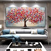 cheap Tree Oil Paintings-Mintura Handmade 3D Tree Flowers Landscape Oil Paintings On Canvas Wall Art Decoration Modern Abstract Picture For Home Decor Rolled Frameless Unstretched Painting
