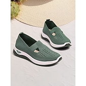 cheap Women&#039;s Sneakers-Women&#039;s Green Slip-On Athletic Sneakers with Breathable Mesh, Arch Support, Perfect for Walking and Casual Wear