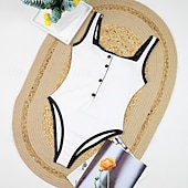 abordables Maillots une pièce et tankinis-Femmes Maillot de bain 1 pièce Dos Nu Maillot de Bain Patchwork Maillots de Bain Noir Blanche Respirant Séchage Rapide Sans manches - Natation Surf Plongée en apnée Été