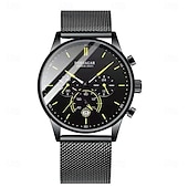 abordables Relojes mecánicos-Reloj de moda para hombre, cronógrafo de acero inoxidable, malla de cuarzo, reloj de pulsera para hombre, resistente al agua, luminoso, fecha, relojes deportivos para hombre.