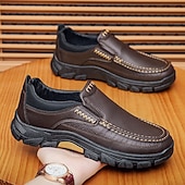 economico Slip-ons e mocassini da uomo-scarpe slip-on da uomo in pelle marrone scuro con suola robusta - calzature resistenti e alla moda per uso esterno