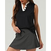 economico Camicia Donna-US Open Per donna Patchwork Maglia da tennis Senza Maniche Rilegatura a contrasto Traspirante Tennis Pickleball Scollo a V Top Nero Bianco Abbigliamento da tennis