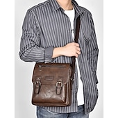 economico Borselli da uomo-Borsa a tracolla da uomo in similpelle – borsa a tracolla vintage con fibbia e tasca con cerniera, elegante e pratica per lavoro, viaggi e uso quotidiano – regalo perfetto per la festa del papà