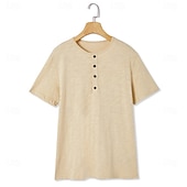preiswerte Lässiges Henley-T-Shirt-2er-Pack Herren-T-Shirt, Henley-Shirt, kurzärmlig, einfarbig, Designer, Basic, modern, zeitgenössisch, Knöpfe, einfarbig, Henley, Urlaub, Straße, lässig, Sommer, Henley-T-Shirt