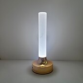 cheap Bedside Lamp-Candle Table Lamp Long Style USB Rechargeable Wireless Touch Lamp Desktop Decoration Atmosphere Night Light for Bedroom Silver