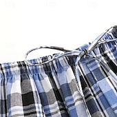 preiswerte Schlaf unten-Herren Freizeitkleidung Karierte hose Lounge Hose Karomuster Mode Klassisch Lässig Heim Täglich Bett Baumwolle Komfort Atmungsaktiv Weich Hose Elastischer Bund Sommer Frühling Schwarz Königliches Blau