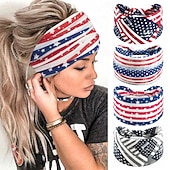 preiswerte Haarstyling-Zubehör-Stirnbänder mit amerikanischer Flagge für Frauen, patriotisches gedrehtes Haarband in Rot, Weiß und Blau, dehnbares, sportliches Haar-Accessoire für den Unabhängigkeitstag der USA, den Gedenktag