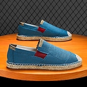 economico Slip-ons e mocassini da uomo-scarpe espadrillas slip-on da uomo rosse con suola in juta - scarpe estive comode e alla moda per l&#039;uso quotidiano