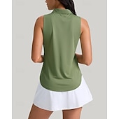 Χαμηλού Κόστους Γυναικείο πουκάμισο-Γυναικεία Μονόχρωμο Πουκάμισο τένις Αμάνικο UPF50+ Γρήγορο Στέγνωμα Τέννις Γκολφ Μπάντμιντον Γιακά με φερμουάρ Μπλουζάκι Μπολύζες Μαύρο Βαθυγάλαζο Πράσινο Ρούχα τένις