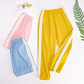 preiswerte Unterteile-Kinder Jungen Hose Hose Gestreift Weich Komfort Hose Outdoor Basic Weiß Gelb Hellgrün Mittlere Taille