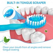 baratos Banho e cuidados pessoais-Mini escovas de dente descartáveis 5 em 1 com pasta de dente, raspador de língua, palitos, estojo de viagem para fio dental, escovas de dente de viagem pré-coladas para trabalho ou viagem, escovas