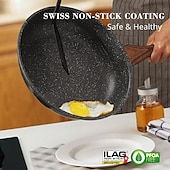 cheap Cooking Utensils-Nonstick Frying Pan Skillet, Granite Coating Omelette Pan, Healthy Stone Cookware Chef&#039;s Pan, PFOA Free