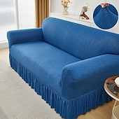 economico Copridivano-Copridivano 1 pz con dettagli a balze, alla moda, elastico, aderente, in poliestere e spandex, stile copridivano, elasticizzato, lavabile in lavatrice, stampa reattiva - adatto per poltrone