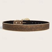 abordables ceinture-Ceinture Femmes PU Brun Kaki Ceinture Taille Quotidien Week-end Fleuri