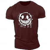 billiga Mäns grafiska t -shirt-Herr Grafiska tryck Rolig Le ansikte T-shirt Grafiska utslagsplatser Bomull Kortärmad Grafisk Skjorta Heather Grey Svart Vit Bekväm t-shirt Utomhus Gata Modedesignerkläder