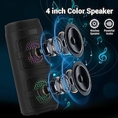 abordables Haut-parleurs-Enceinte de fête Bluetooth avec lumières RVB – Son stéréo puissant de 4 pouces, appairage TWS, LED colorées, rechargeable, pour événements en plein air, soirées dansantes à la maison ou karaoké