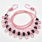 abordables Crochets et fixations-Corde à linge extensible antidérapante pour camping en plein air avec 12 clips, corde à linge extensible de voyage, corde à chaussettes, corde à linge suspendue