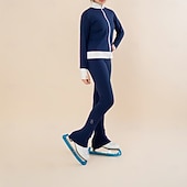 preiswerte Eiskunstlauf Trainingsoutfit-Eiskunstlauf Fleecejacke Eiskunstlaufhose Damen Mädchen Eiskunstlaufjacke Strumpfhose Oberteil Schwarz Rot Patchwork Daumenloch Spandex dehnbar Training Praxis