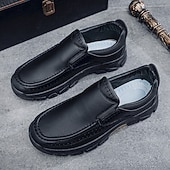 economico Slip-ons e mocassini da uomo-scarpe slip-on da uomo in pelle marrone scuro con suola robusta - calzature resistenti e alla moda per uso esterno