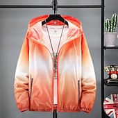 baratos casacos ativos masculinos-Homens jaqueta leve Casaco exterior jaqueta de verão Férias Diário Filtro Solar Secagem Rápida Bolsos Verão Primavera Gradual Moda Clássico Com Capuz Padrão Amarelo Rosa claro Azul Laranja Casaco