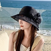 voordelige Feesthoeden-Organza Kentucky fascinatorhoed voor dames - Derby cocktail tea party zonnehoed bruiloft bruidsbloem kerkhoed opvouwbaar