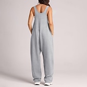 Damskie Normalny Kombinezon Moda miejska Jednokolorowe Bez rękawów Dekolt w kształcie litery U Kieszeń Ulica Codzienny Regularny Czarny Jasnozielony Rumiany róż Lato tanie casualowe kombinezony-Damskie Normalny Kombinezon Moda miejska Jednokolorowe Bez rękawów Dekolt w kształcie litery U Kieszeń Ulica Codzienny Regularny Czarny Jasnozielony Rumiany róż Lato